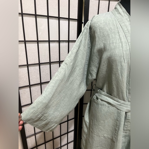Busatti SAGE GREEN Linen KIMONO BATH ROBE MADE IN ITALY, SIZE S - Picture 6 of 9